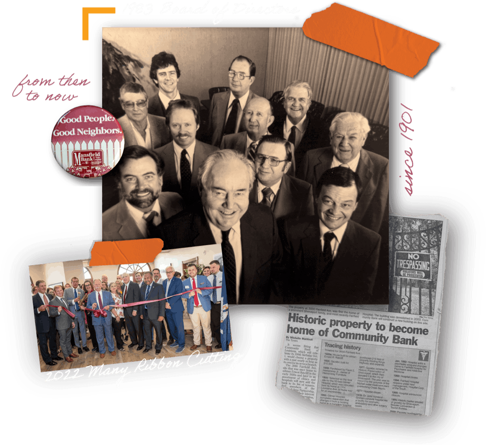 "Board of Directors - 1983" alongside old and new photos of the CBLA team.